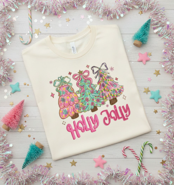 Holly Jolly Retro Christmas Tree Longsleeve