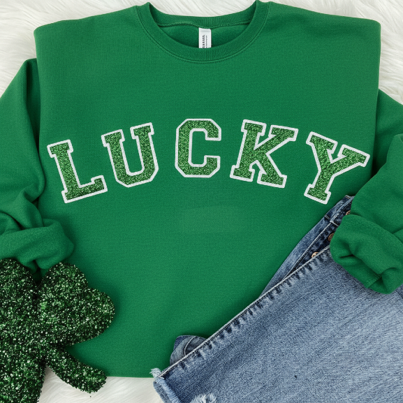 LUCKY Chenille & Glitter Sweatshirt